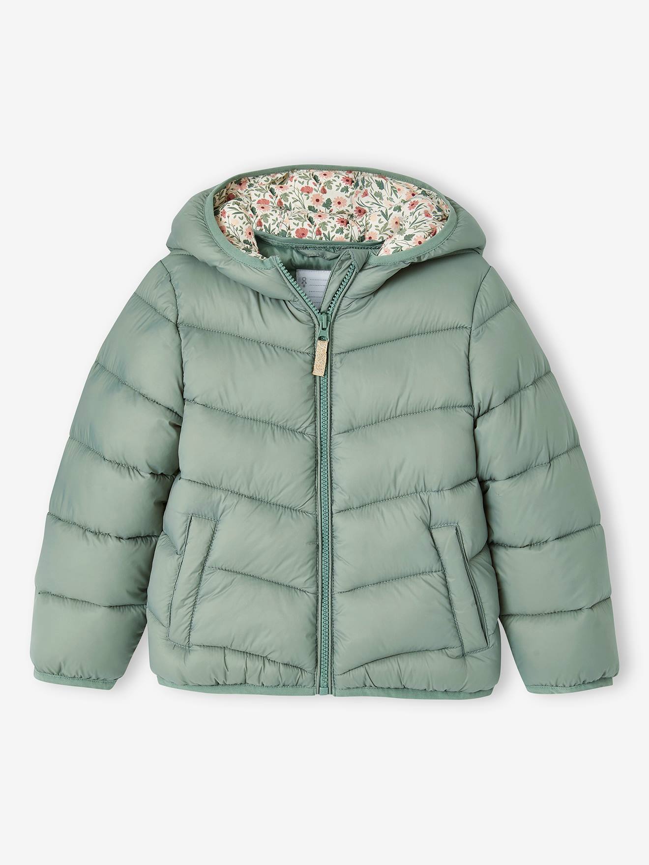 Jaqueta acolchoada leve com capuz Lichen para meninas