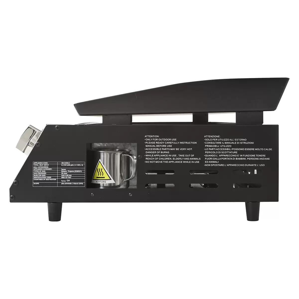 Gas Plancha Valencia 3 Brenner BBQ Dragon schwarz,silber