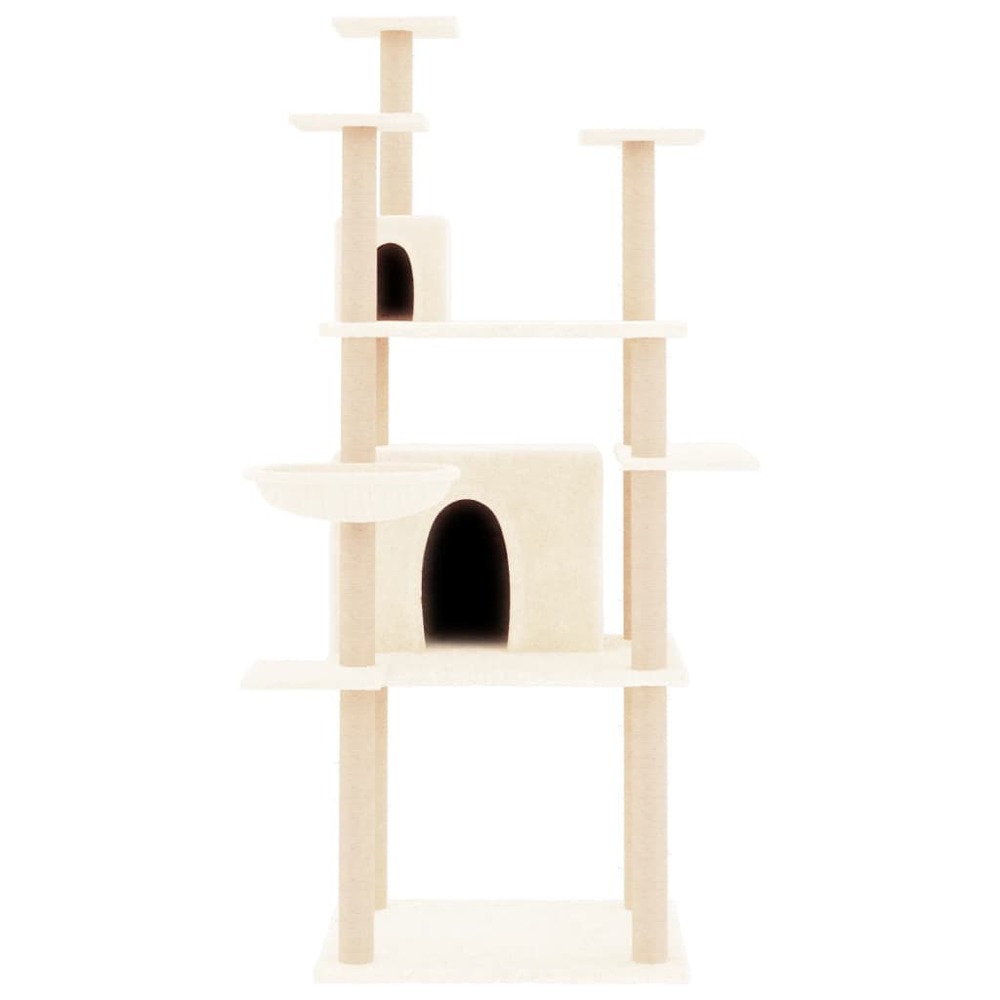 Arbre à chat avec griffoirs en sisal crème 166 cm
