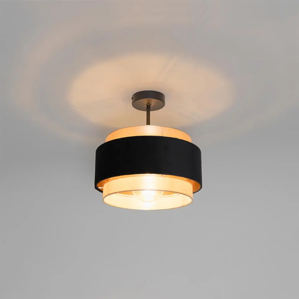 Qazqa plafondlampen elif zwart e27