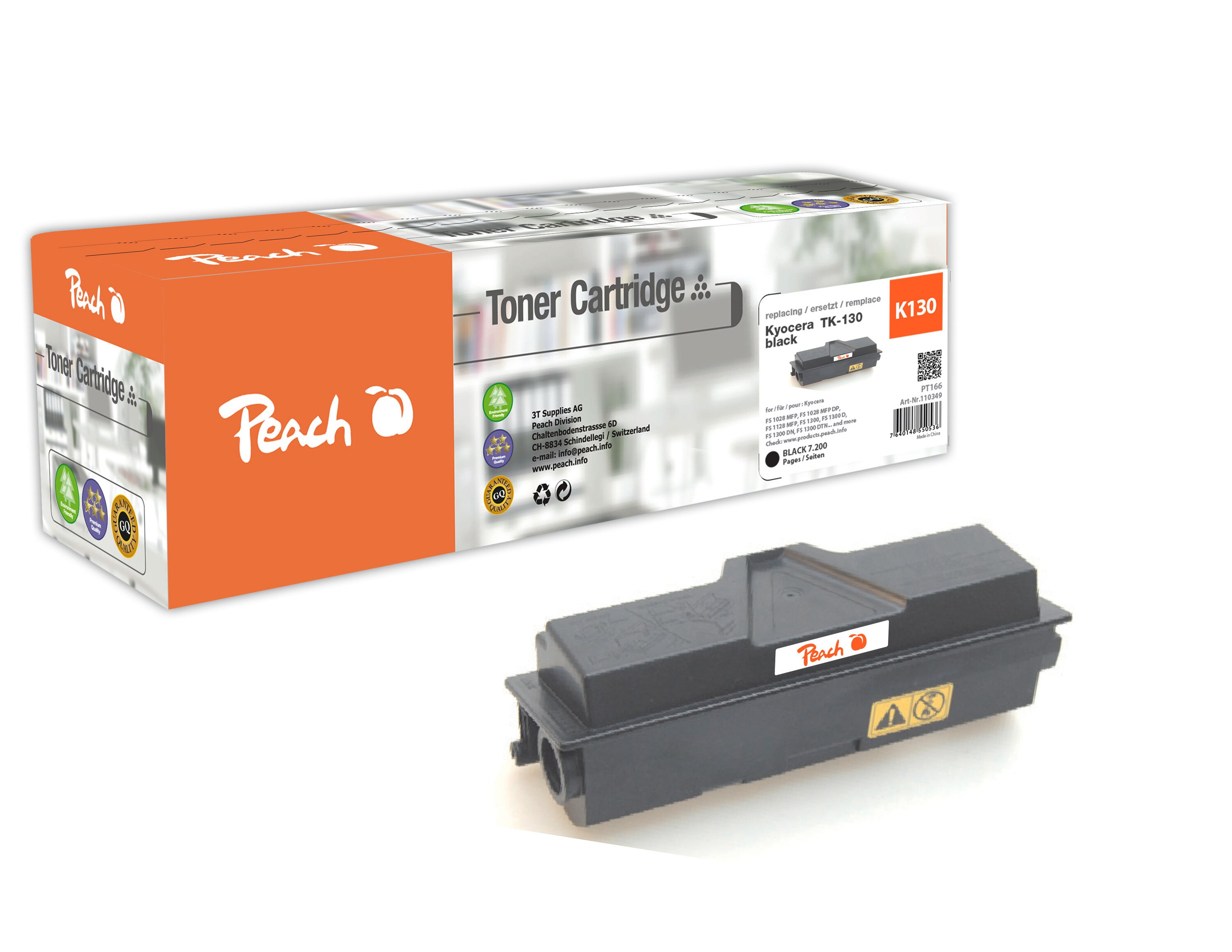 Peach K130Toner bk ersetzt Kyocera TK-130 für z.B. Kyocera FS -1028 MFP, Kyocera FS -1128 MFP, Kyocera FS -1300, Kyocera FS -1300 Arztdrucker (wiederaufbereitet)