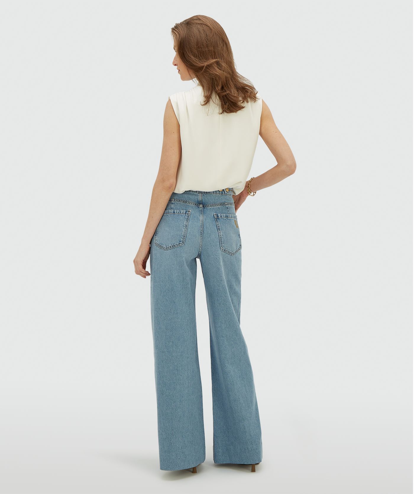 JV-RUMO high waisted wide leg jeans - light blue denim