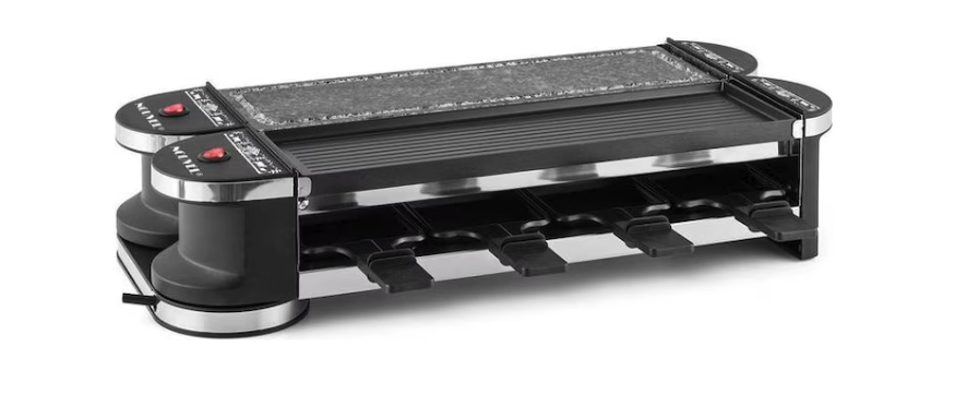 (17-tlg. Set) Raclette Gerät Docking 8 Kombinierbarer Tischgrill Raclette Ofen mit Metall / Stein Grifffläche (401533) - Schwarz