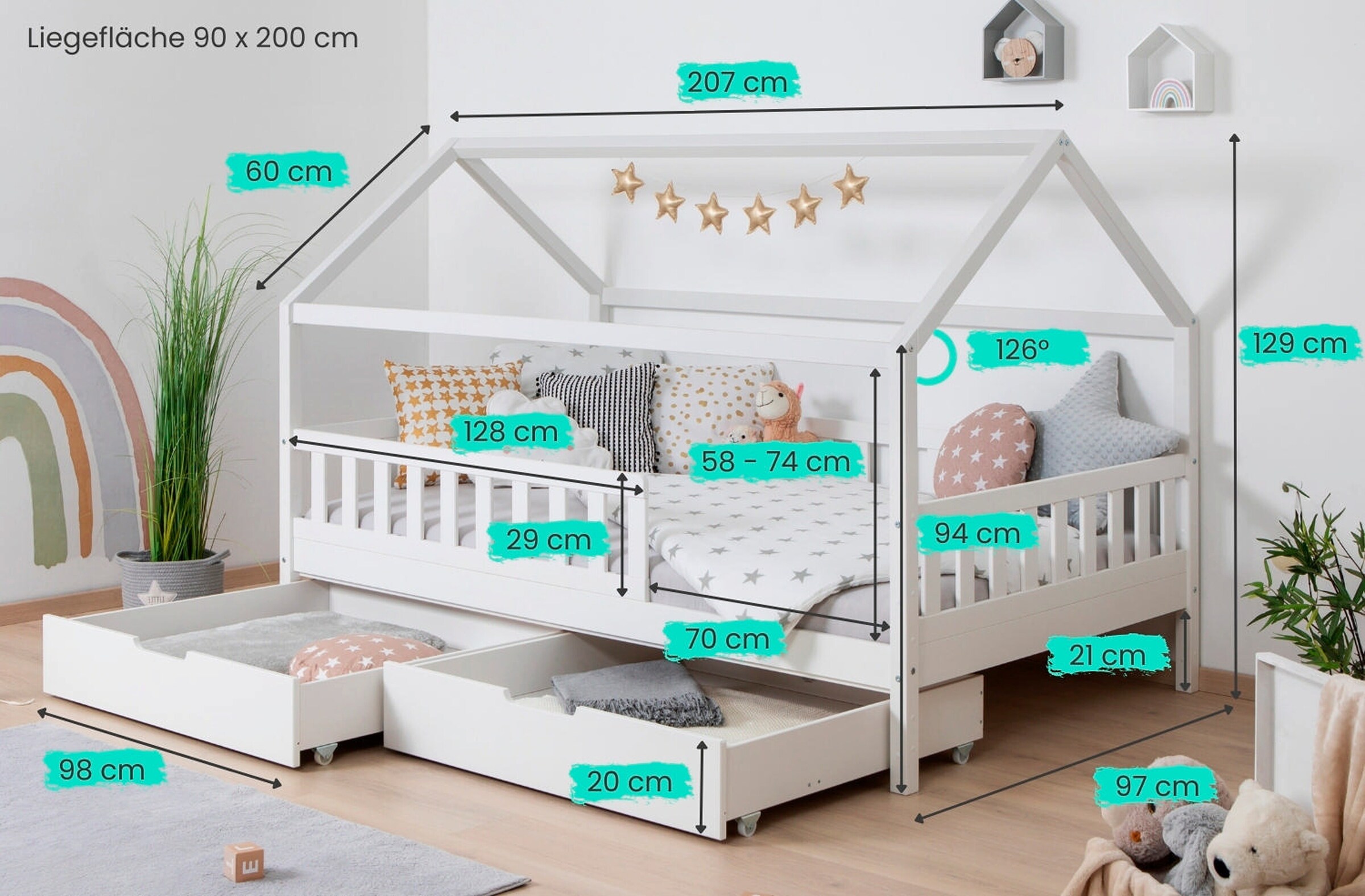 Ticaa Kinderbett Hausbett 