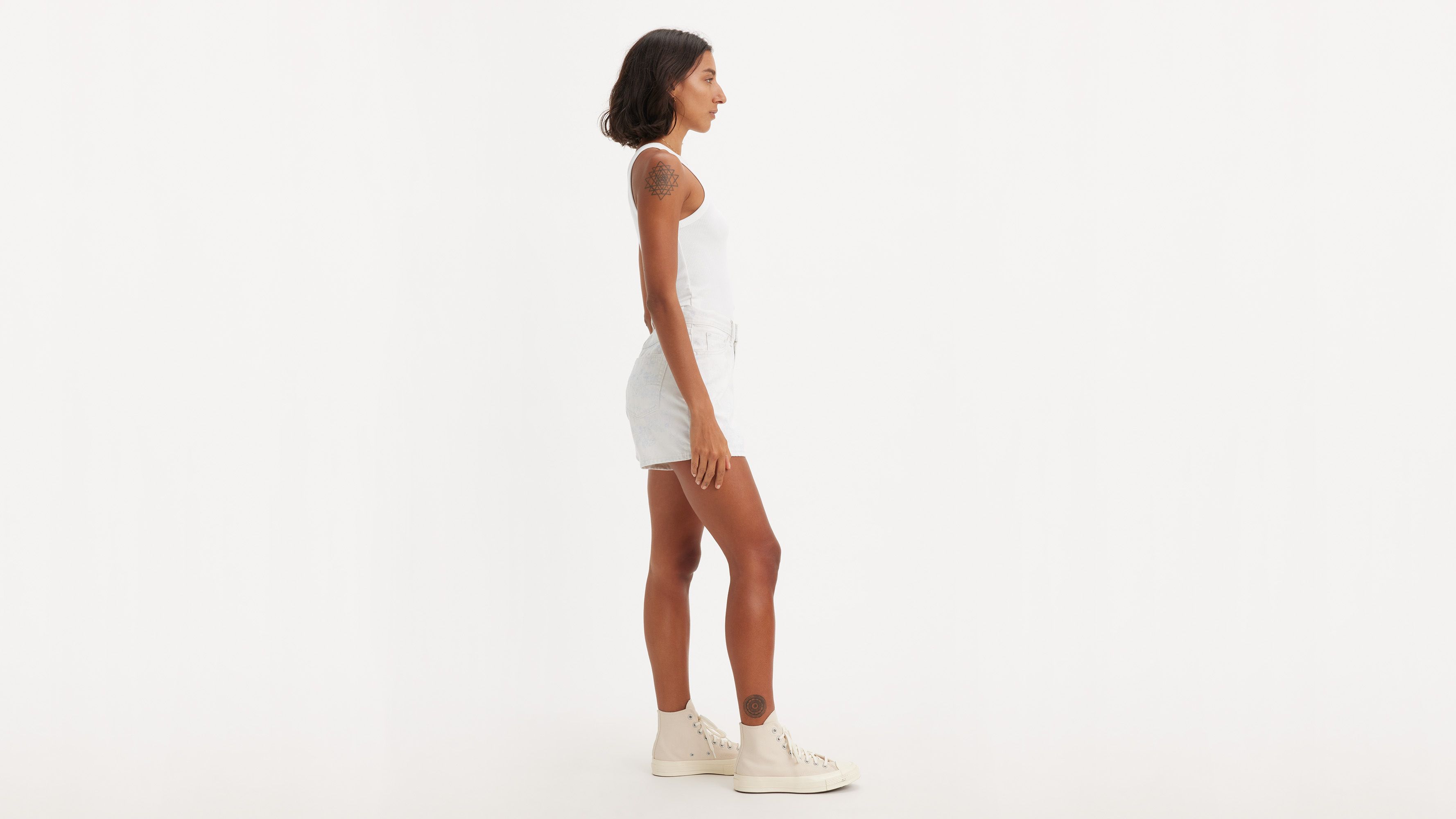 Levi's® WellThread® short Mom ’80 - Abstract Indigo Ink - Blanc