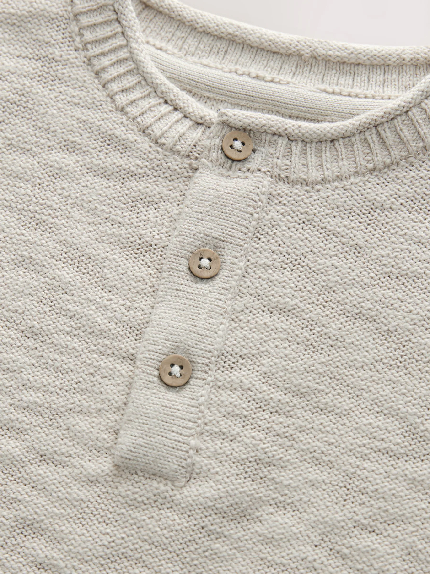 Neutraal - Gebreide Henley-trui (3mnd-7jr)