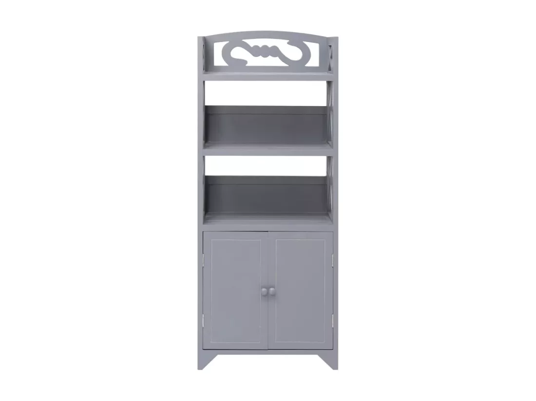 Armoire de salle de bain Gris 46x24x116 cm Bois de Paulownia