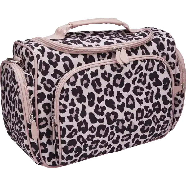 Beautycase beige / schwarz / pink Leo