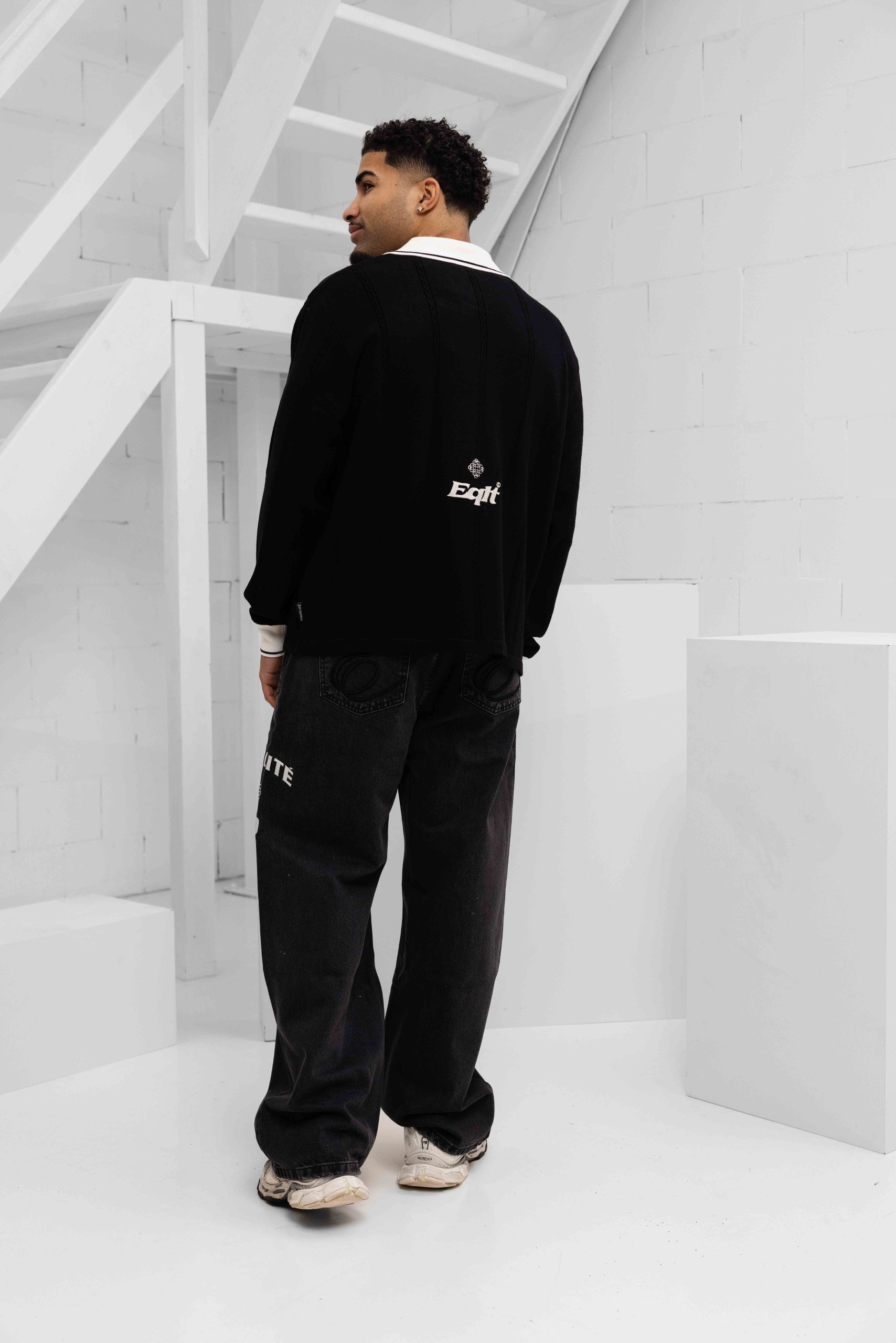 Equalité Knit Jersey Longsleeve Polo Heren Zwart