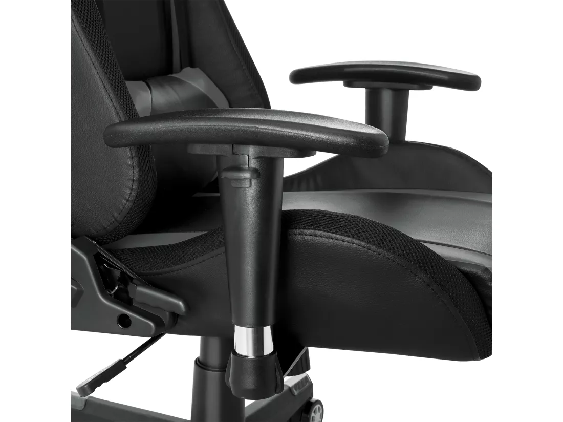 Chaise de jeu avec lumières LED RGB et haut-parleurs Chaise de gaming Chaise de bureau de style racing Chaise PC en cuir PU gris