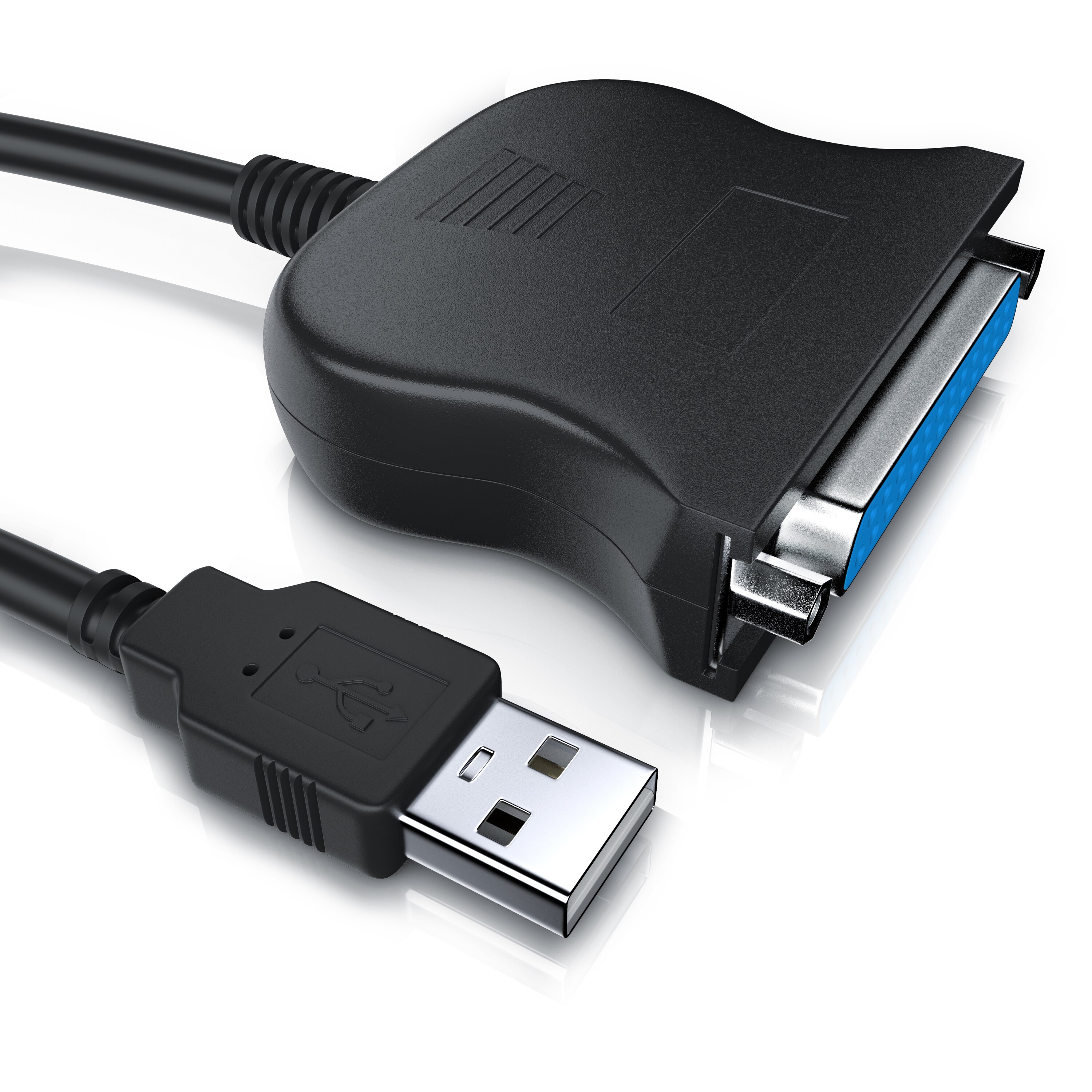 CSL USB auf Parallel Adapter LPT 25pol., Druckerkabel Adapterkabel, Plug and Play, schwarz