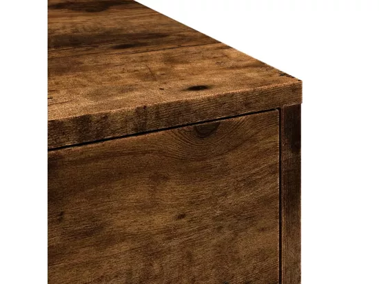 Armoire de salle de bain étroite avec roulettes chêne fumé