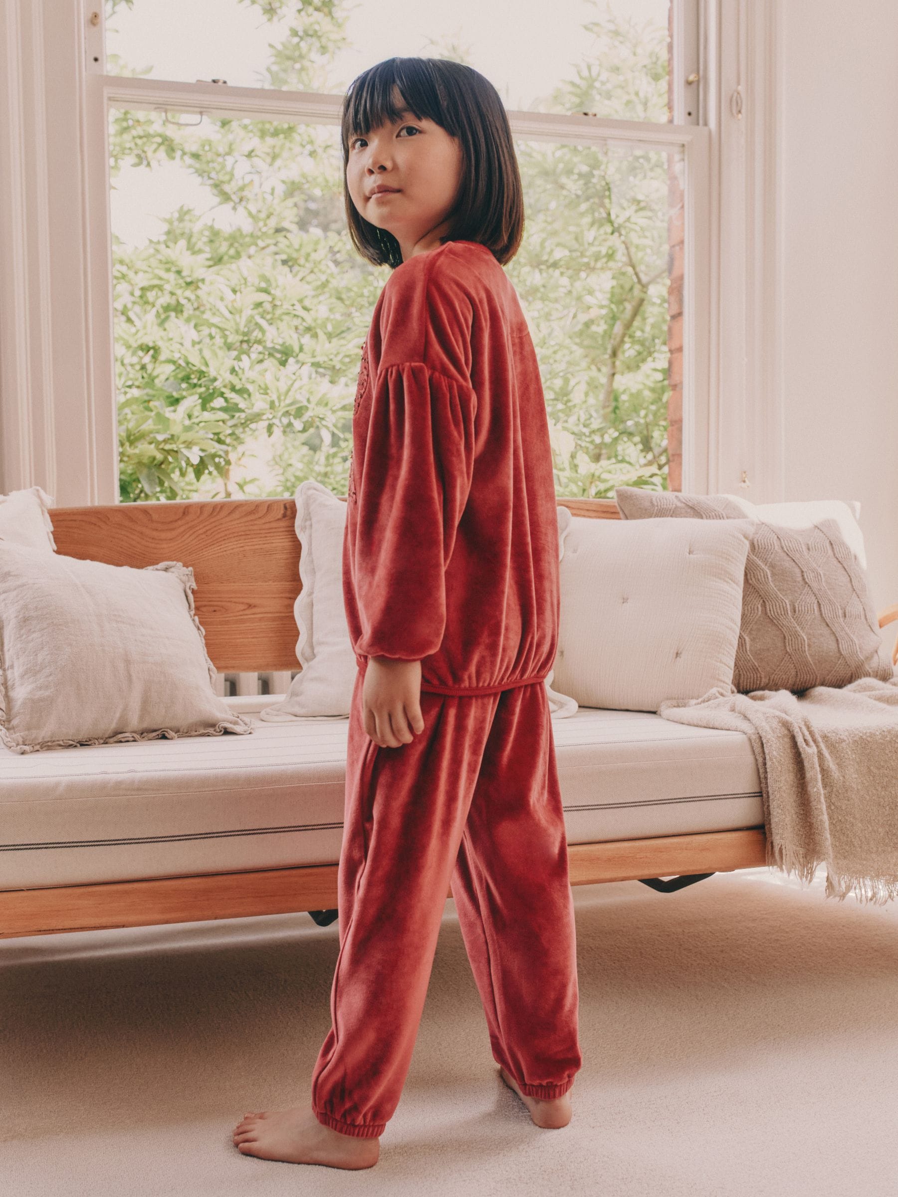 Red Sequin Bow - Behaaglijke fleece pyjama (9 mnd-16 jr)