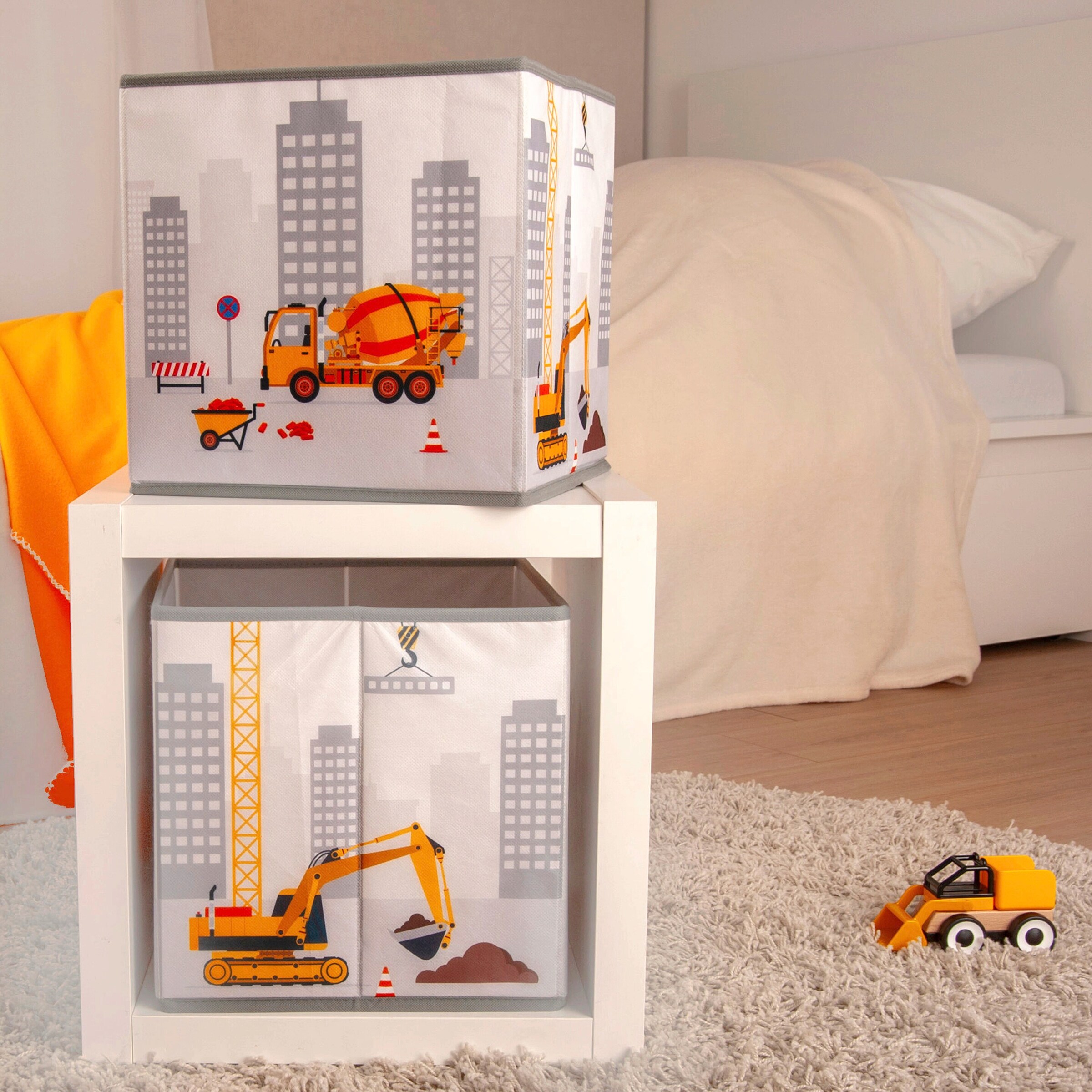 Baby Best Aufbewahrungsbox 30x30x30 cm grau / Baustelle