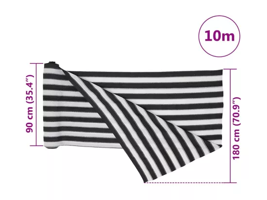 Filet brise-vue anthracite et blanc 1,8x10 m PEHD 75 g/m²