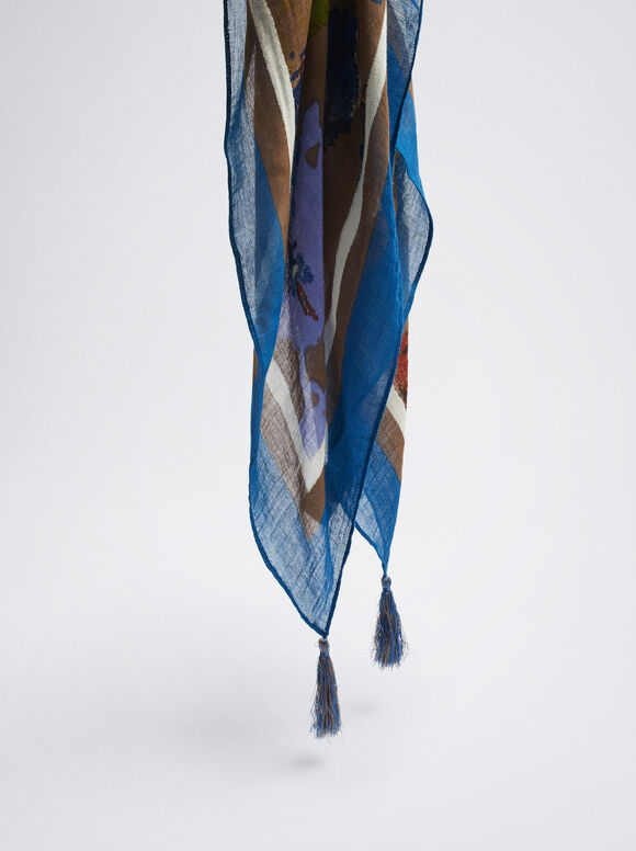 Pañuelo Cuadrado Estampado - Azul