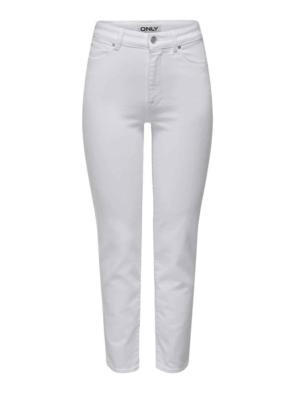 ONLEMILY Hohe Taille Gerade geschnitten Jeans White