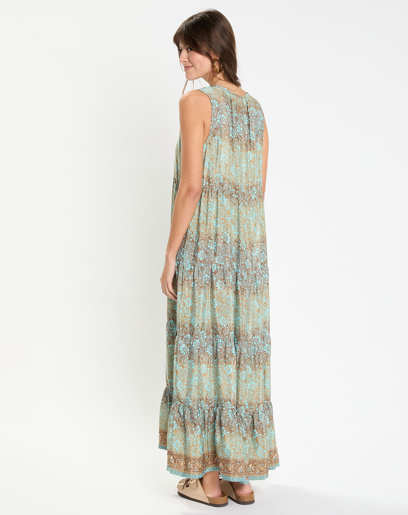 Lauren Vidal Robe en Soie mélangée Soon ciel/marron