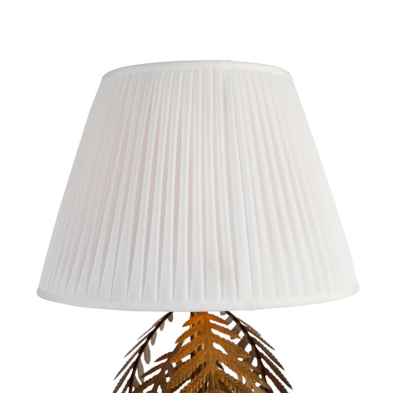 Vloerlamp goud 145 cm met plisse kap wit 45 cm - Botanica