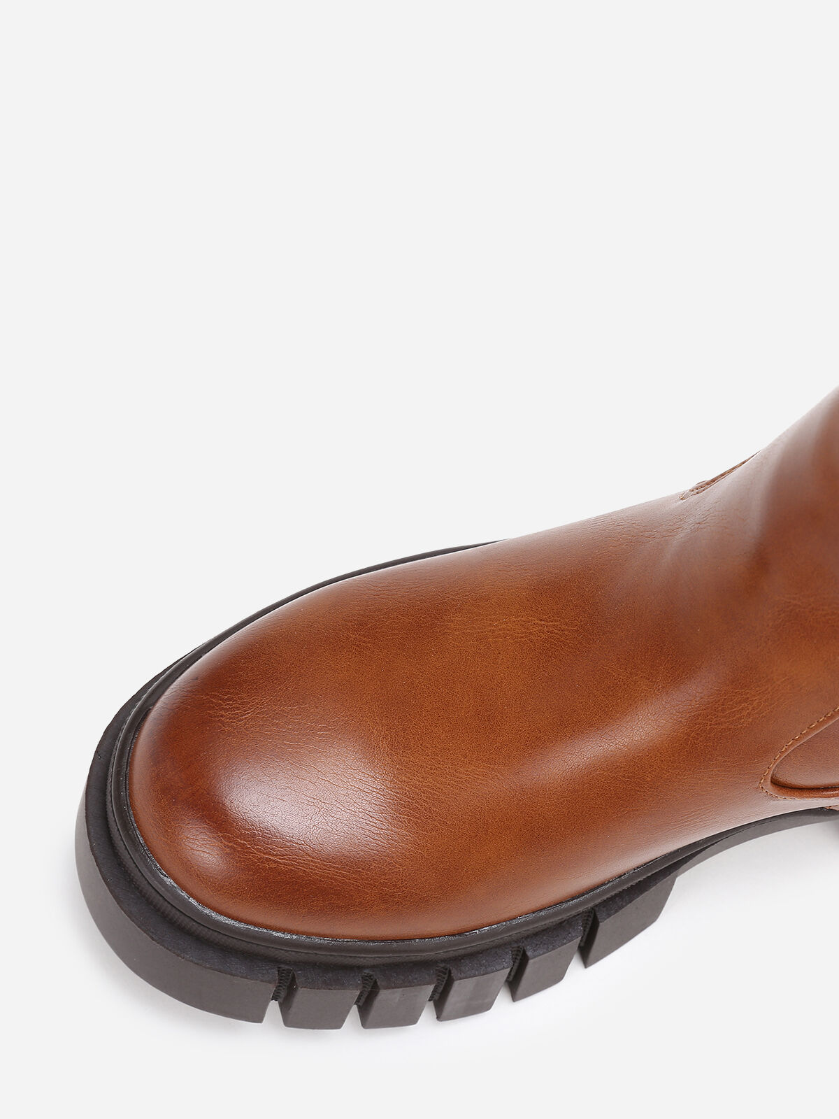 Bottines chelsea à semelle haute crantée- Camel