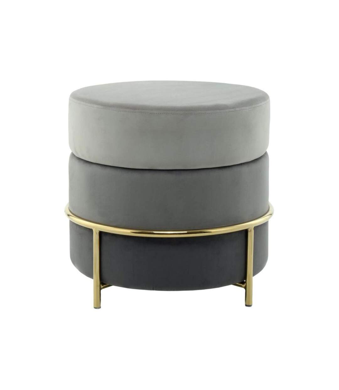 Paris Prix - Pouf Rond Design En Velours matilda 48cm Gris