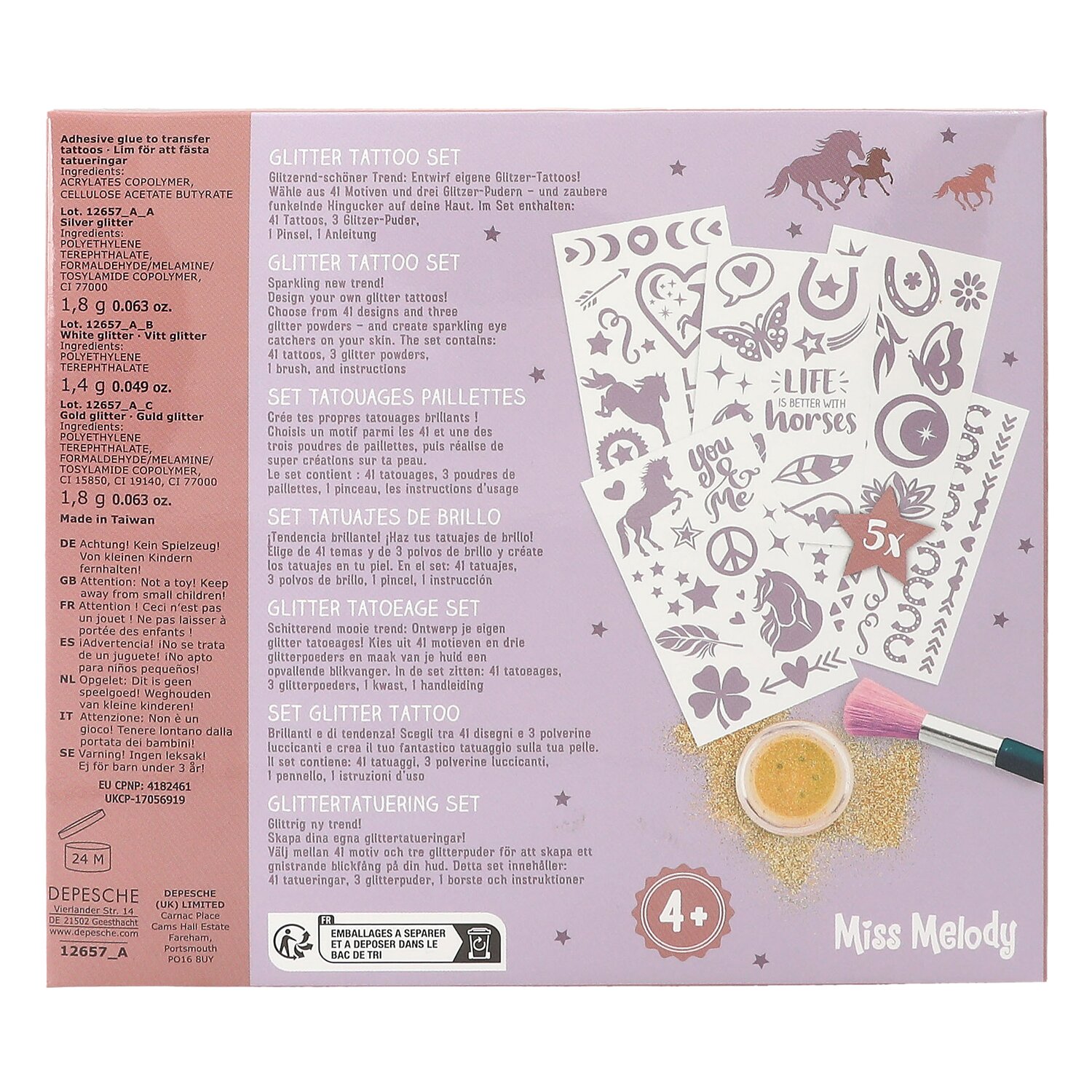 Miss Melody Glitzer Tattoo-Set Night Horses