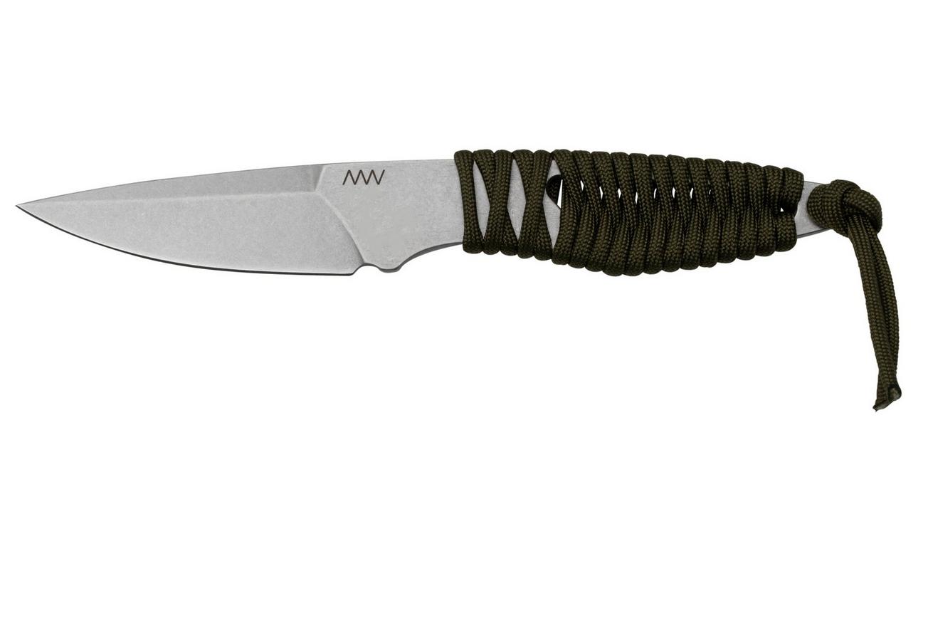 ANV Knives P100 Sleipner, Olive Paracord, P100-004, Black Kydex Sheath, nekmes
