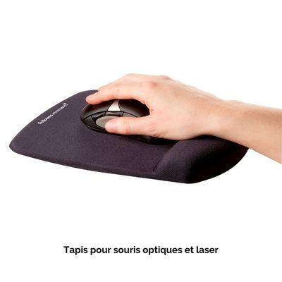 Fellowes PlushTouch - Tapis de souris / repose-poignets ergonomique - noir - protection anti-bactérienne Microban - surface douce et antidérapante