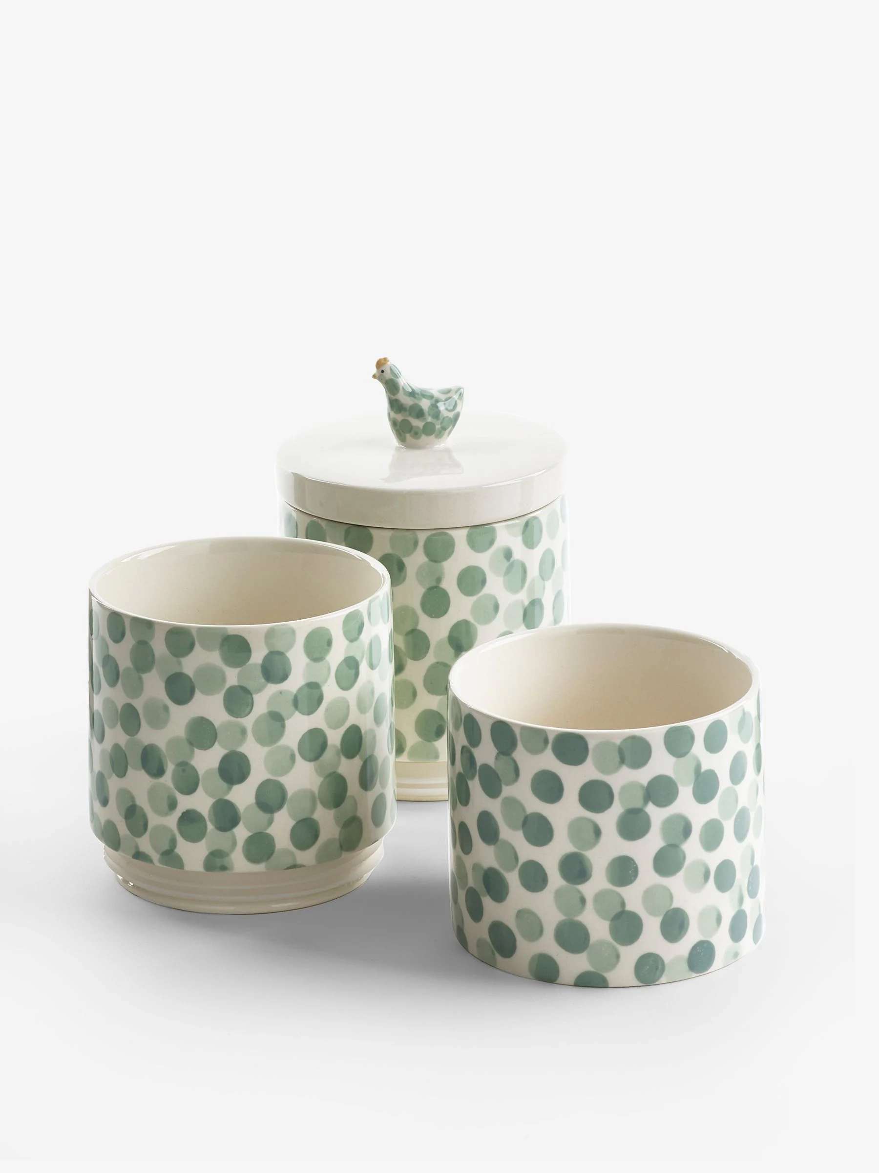 Set van 3 stapelbare voorraadpotten met kippenprint