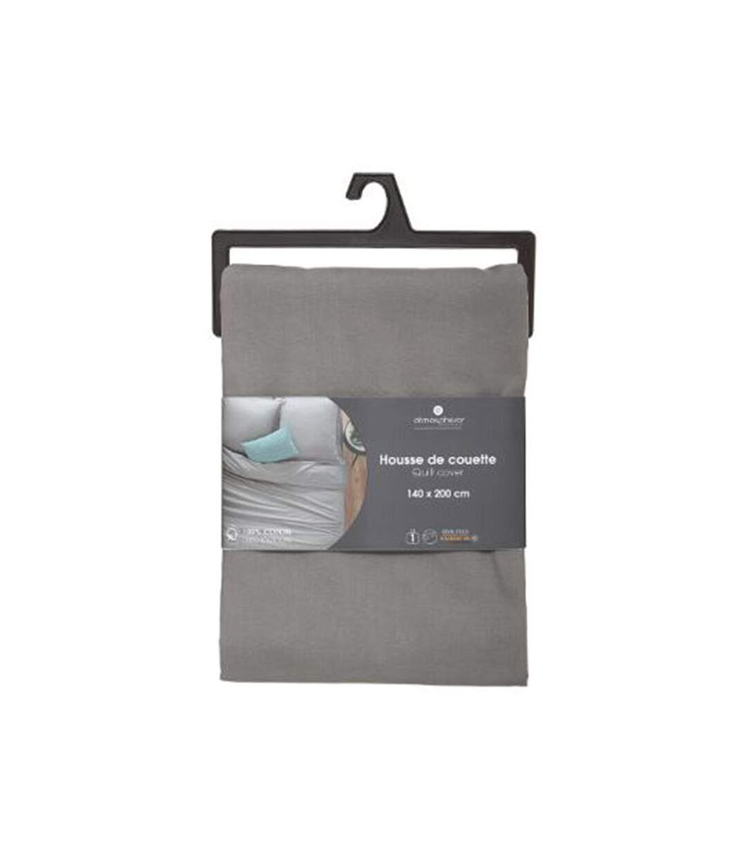 Housse de Couette Intérieur 140x200cm Gris