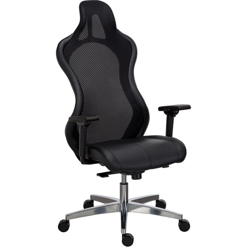 Fauteuil de bureau gamer LEWIS simili cuir- avec accoudoirs et appui-tête- Réglage profondeur d'assise- Mécanisme Synchone -Pieds aluminium