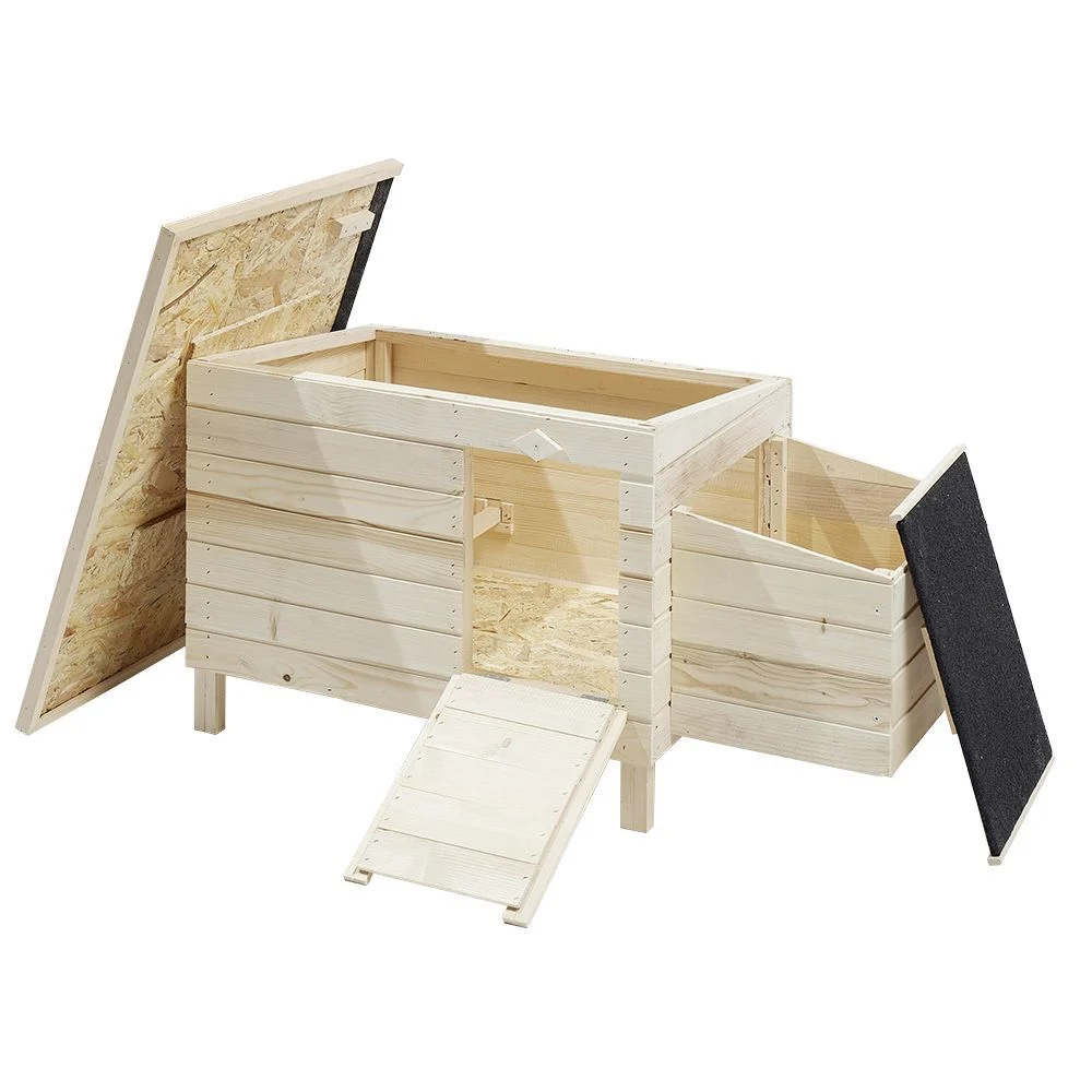 Poulailler cocotte en bois avec pondoir et toît bitumé 115x64xH71cm