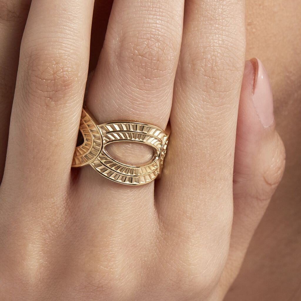 Bague Ajustable Agostino Acier Doré