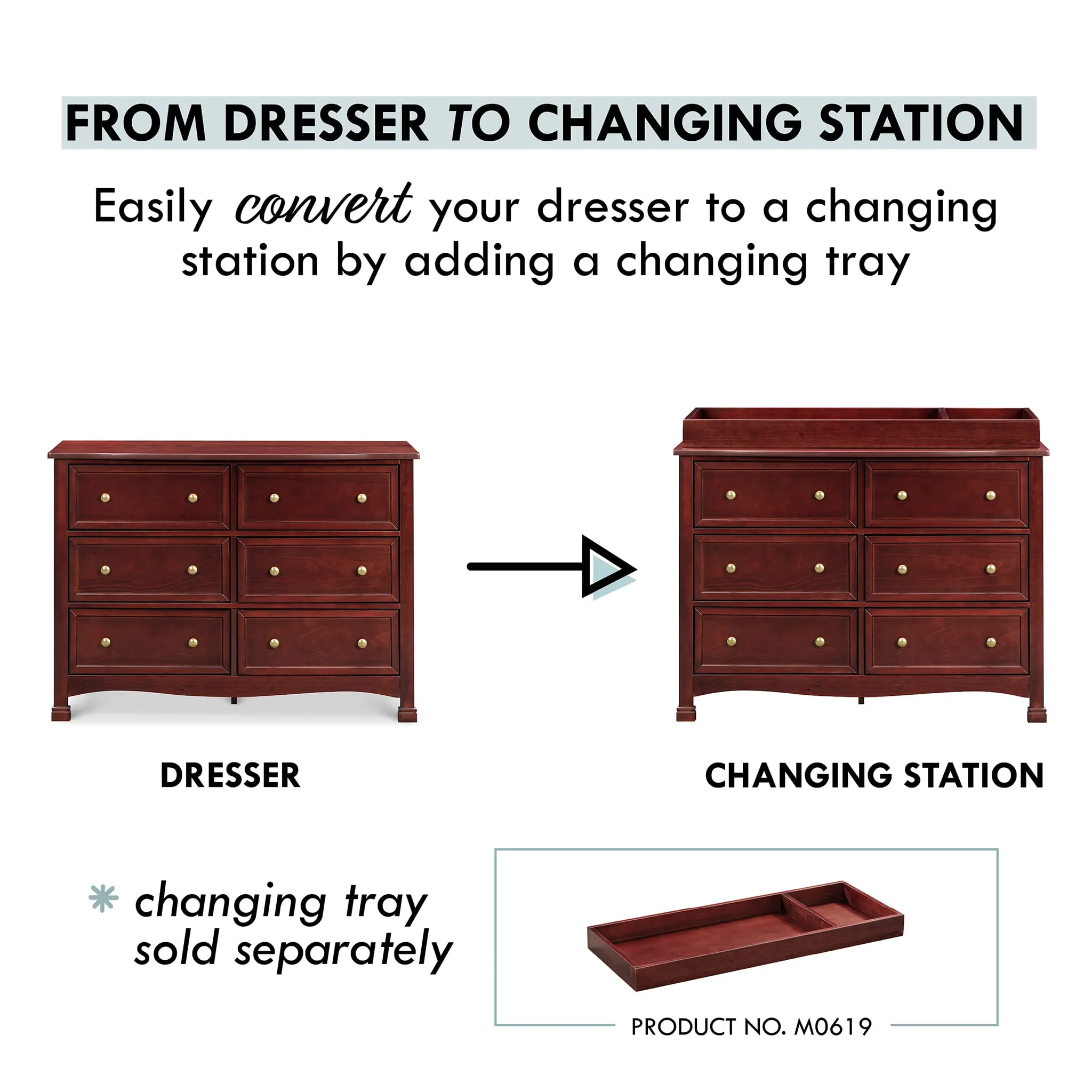 DaVinci Bureau 6 Tiroirs Kalani - Cerise