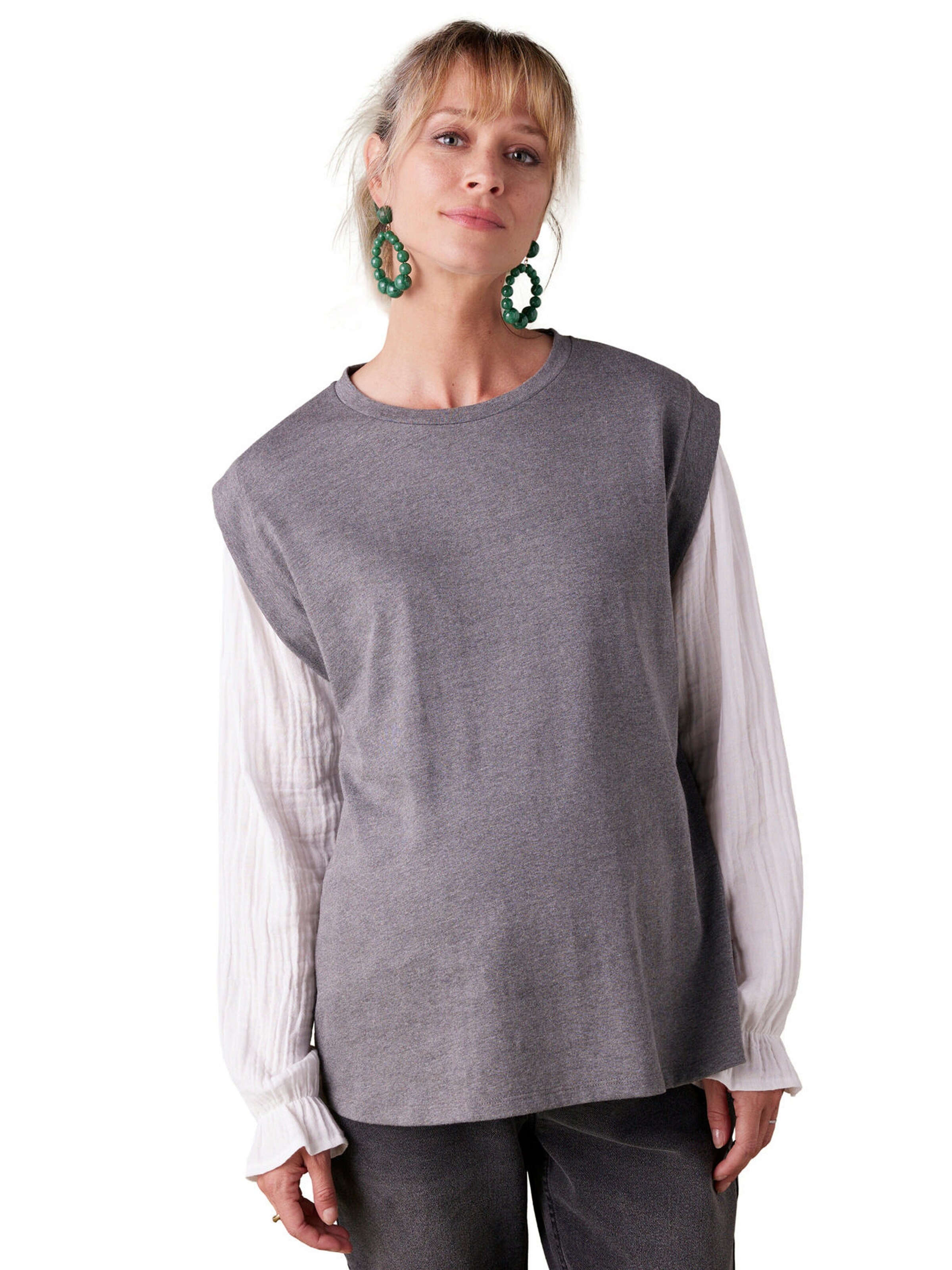 Envie de Fraise Bio-Kollektion: Umstands-Shirt , Materialmix mausgrau