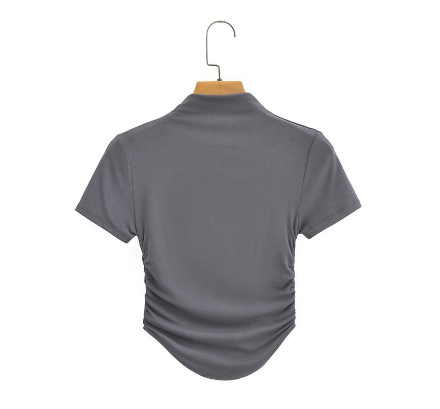 Sundine - Kort T-shirt met korte mouwen en geplooide hals