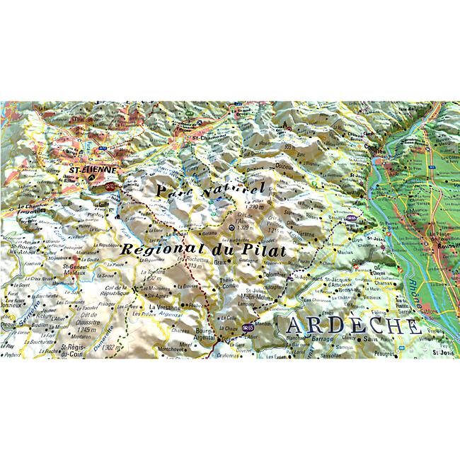 3D MAP - RELIEF PILAT ET DES MONTS DU LYONNAIS 61X41