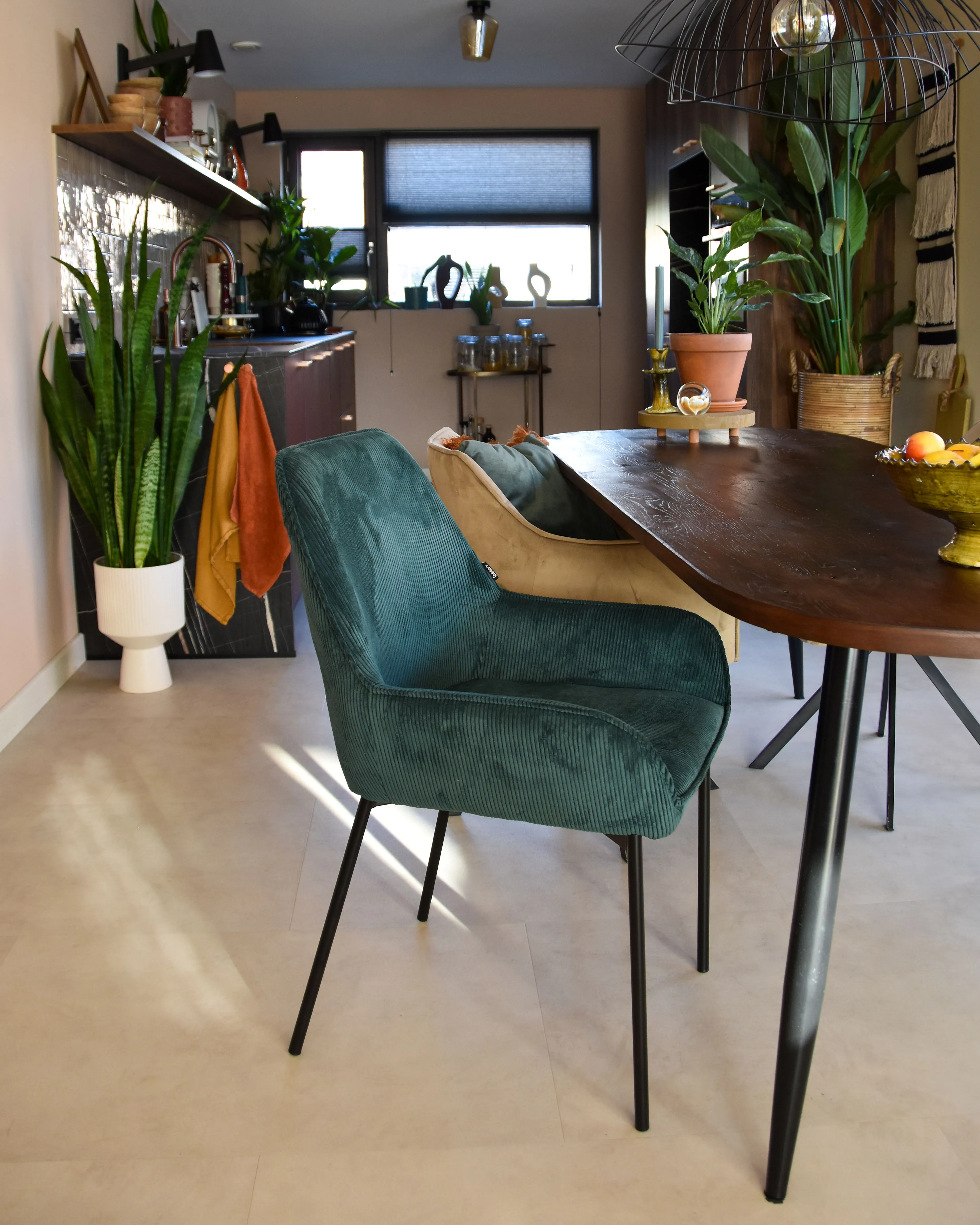 Set van 2 eetkamerstoelen LOVERNA Corduroy Donkergroen