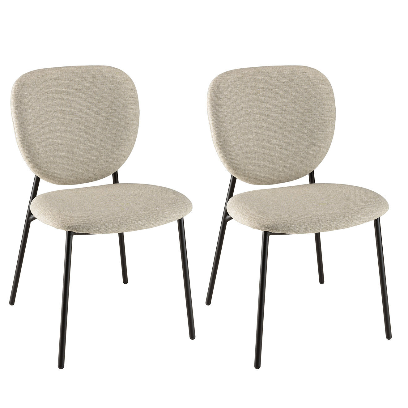 Macabane 2 Chaises en Tissu Tom écru - 48x56x83 cm