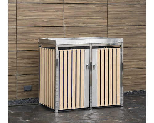 WESTMANN bakkenkast inclusief twee plantenbakken, 134 x 84 x 125 cm, zilverkleurige houtlook