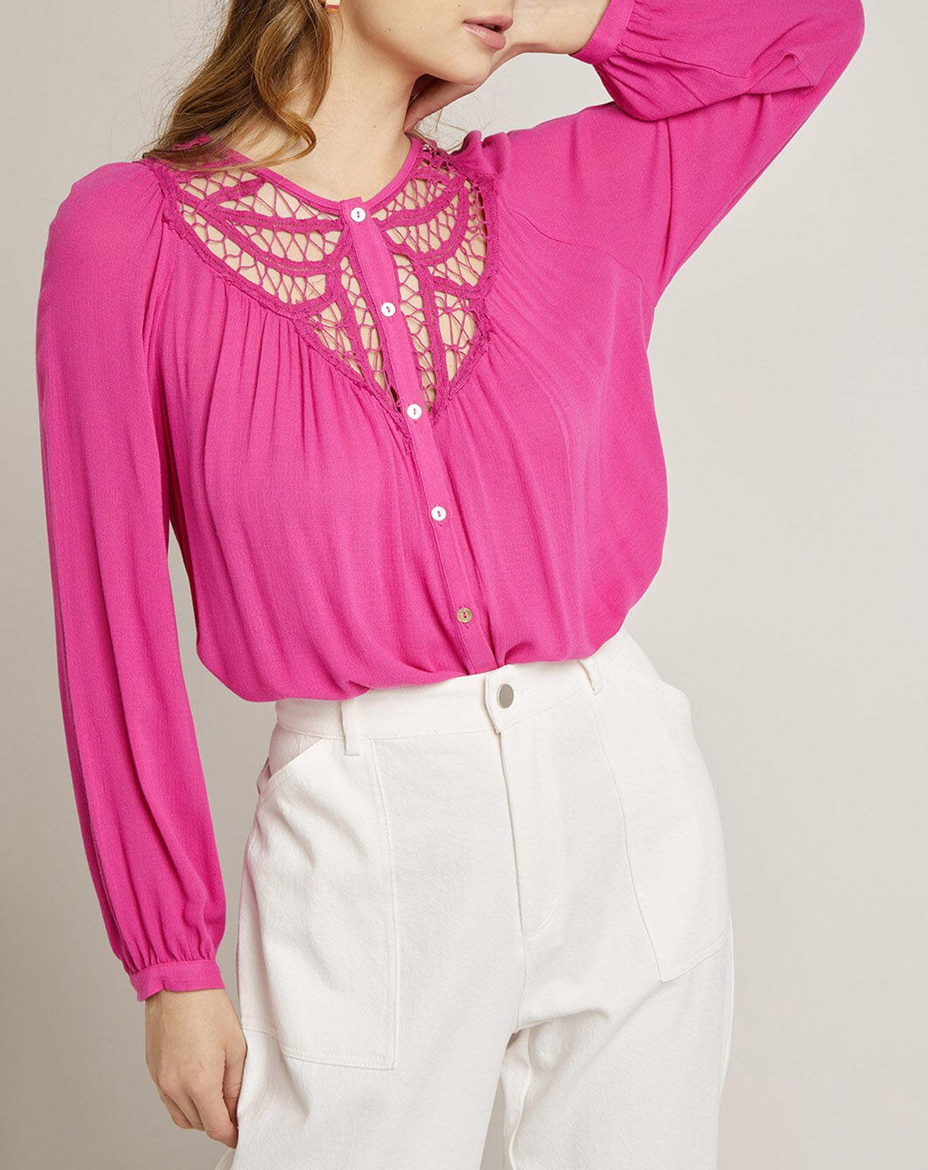 See u Soon Chemise Londres ajourée fushia
