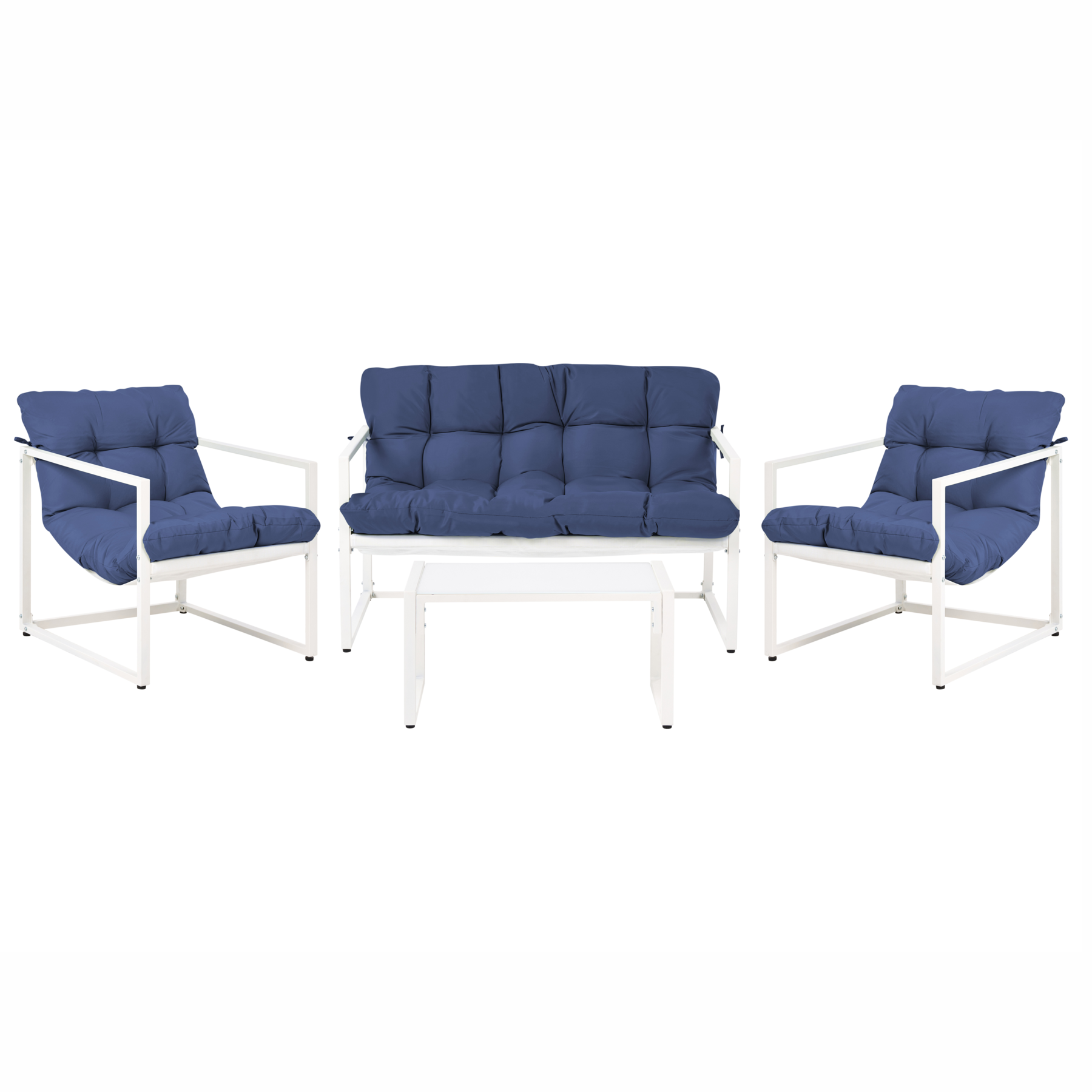 Beliani - GARDA - Loungeset - Blauw|Wit - Staal