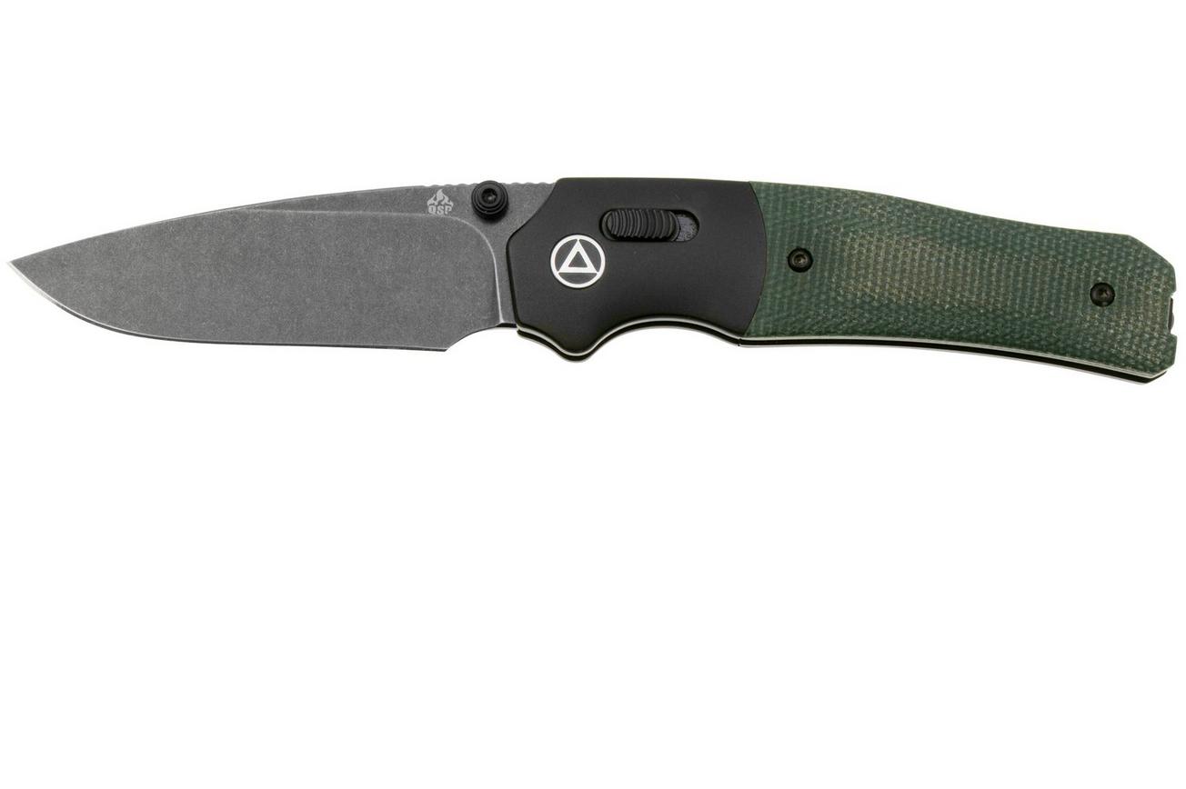 QSP Knife Vault QS157-B2 Dark Stonewashed Green Micarta, zakmes, Jacob Lundquist Design