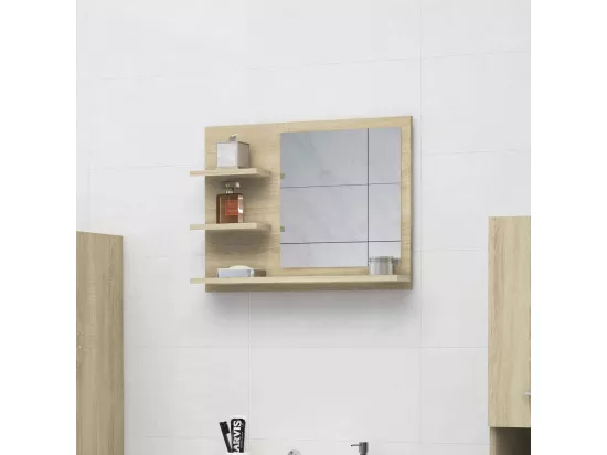 Miroir de salle de bain chêne sonoma bois d’ingénierie