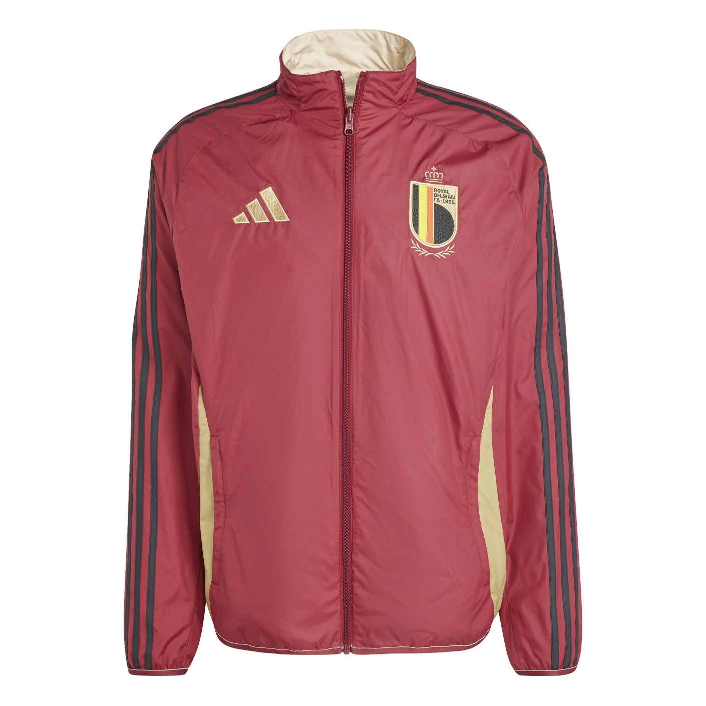 Adidas België Anthem Trainingsjack Reversible 2024-2026 Rood Zwart Goud Beige