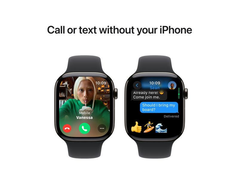 Apple Watch Series 10 46 mm LTE Titanium Jet Black Sport M/ Eine glatte Zehn