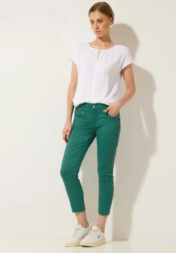 Casual Fit Satinlook Hose - lagoon green