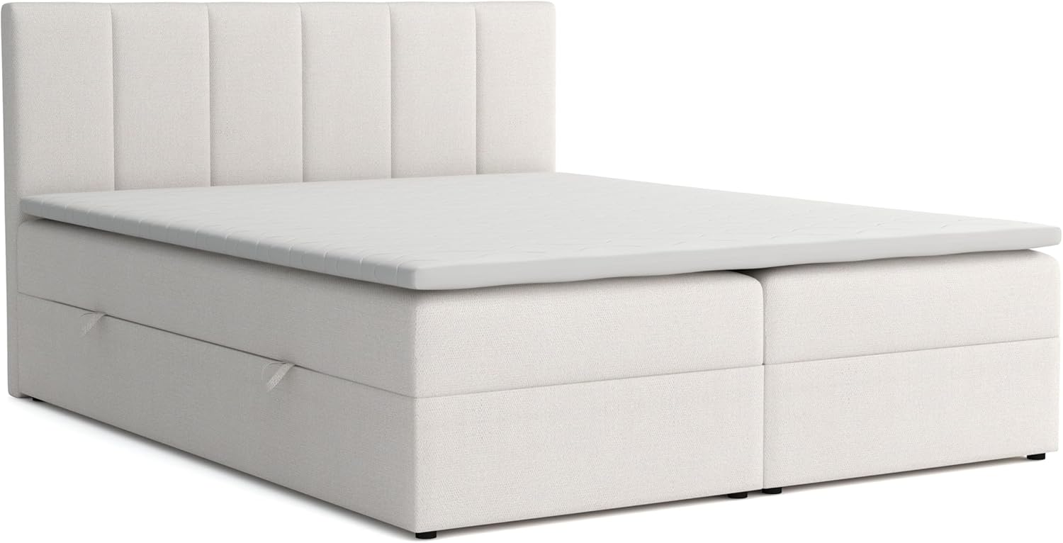 Lisa Boxspringbett mit Bettkästen H2/H3 Matratze und Topper (Beige, 180 x 200 cm)