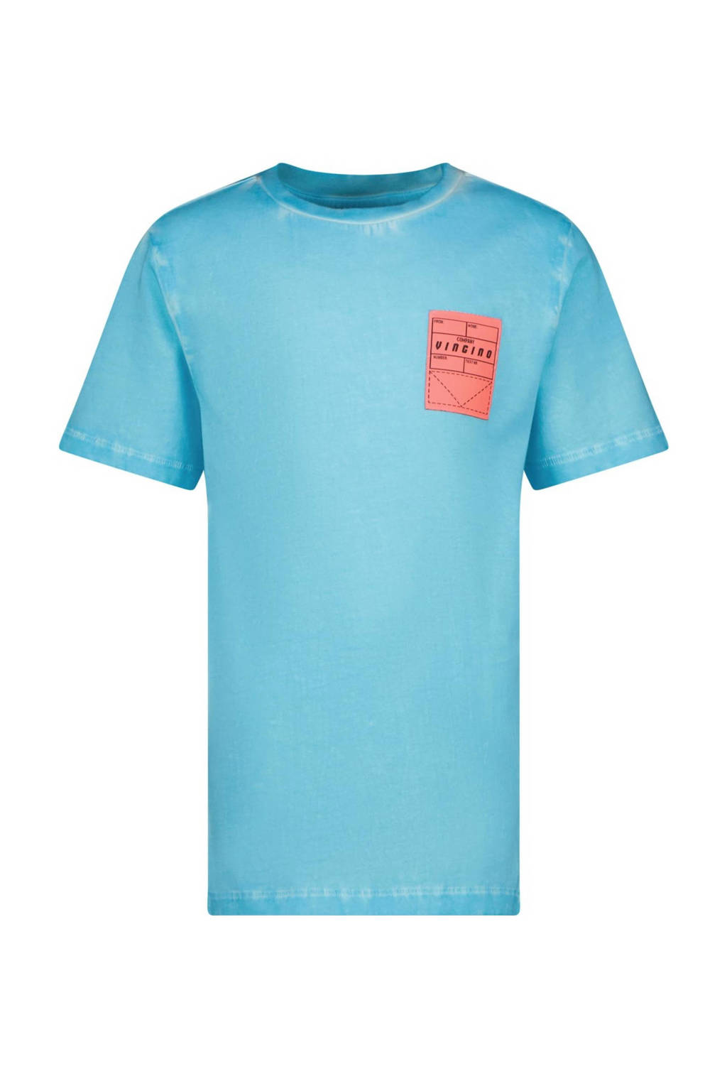 Vingino T-shirt Herso met printopdruk aquablauw/oranje