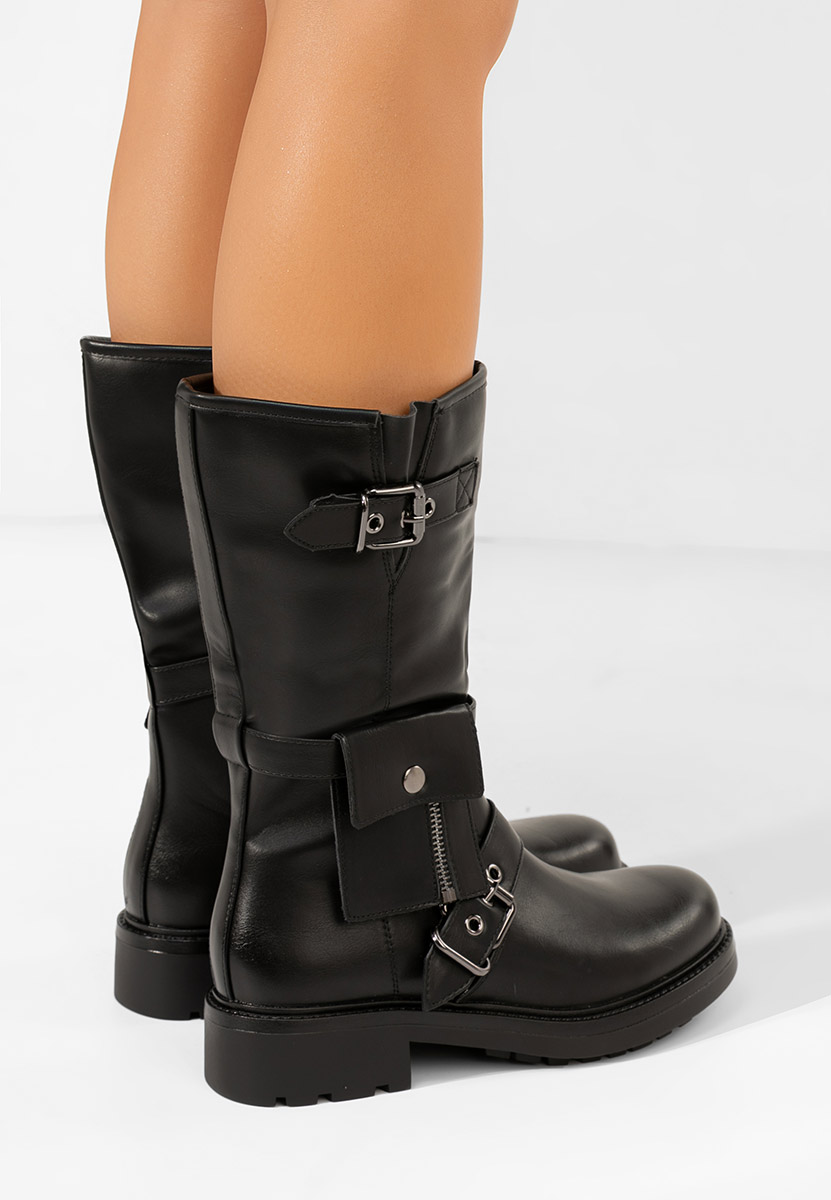 Bottes plates femme noires Kalira